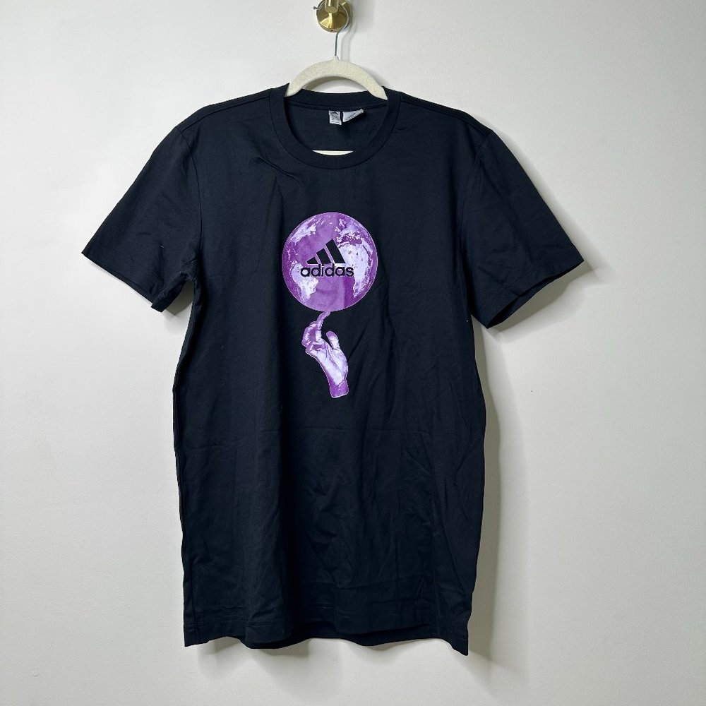 Adidas Black Short Sleeve Shirt Purple World Basketball Size Medium